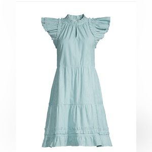 Vineyard Vines Striped Tiered Ruffle neck dress size XS